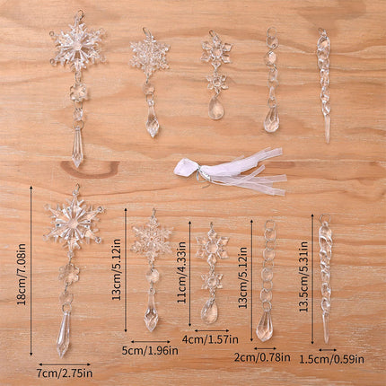 Snowflake Icicle Ornament Christmas Xmas Tree Decoration Hanging Pendant Decor