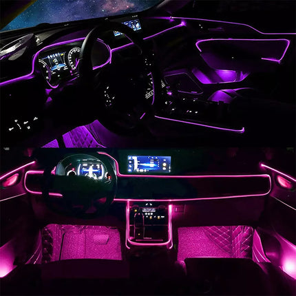 12V RGB Car Interior LED Lights Fiber Optic Neon Wire Strip Atmosphere Light USB