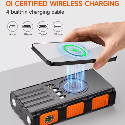 Portable Solar Power Phone Bank Charger Type-C/Micro USB Cable