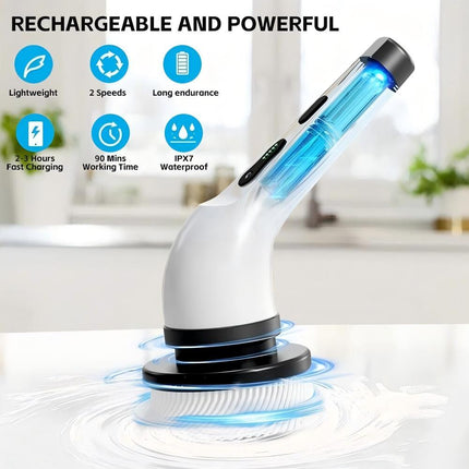 11 In 1 Electric Spin Scrubber Turbo Scrub Cleaning Brush Cordless Rechargeable