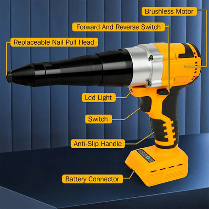 For DeWalt 18V/20V Battery Brushless Electric Rivet Gun Cordless Rivet Gun Nuts