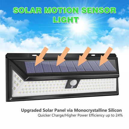 2 pcs 118 LED Solar Motion Sensor Light Outdoor Garden Security Lamp Floodlight