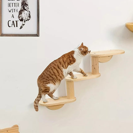 Wooden Wall Mounted Cat Shelf Capsule Bed Climbing Tree Platform Furniture Rack