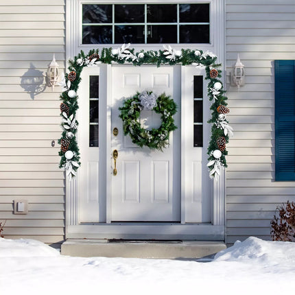 2.7M Christmas Garland Pre-lit LED Xmas Decoration Pinecones Hanging Decor Door