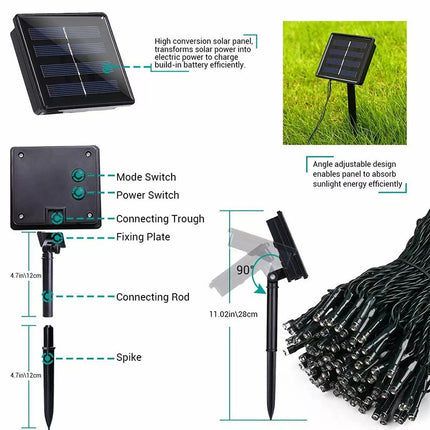 Solar LED Mesh Net Curtain Light String Fairy Wedding Party Garden Outdoor Xmas 1.1*1.1m 100leds