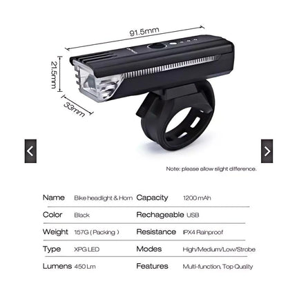 Bicycle  Road Light Bike Front Cycling USB Rechargeable Led Light