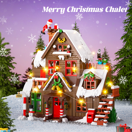 LED Christmas Cabin House Interactive Building Blocks Mini Bricks Toy Gift AU