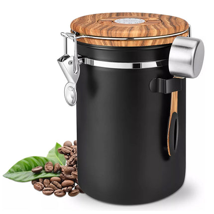 1.8L Coffee Canister Airtight Stainless Steel Vacuum Storage Bean Container