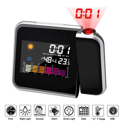 Smart Digital LED Projection Alarm Clock Temperature Time Projector LCD Display