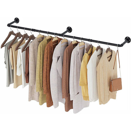 Clothes Rack Industrial Pipe Wall Mounted Garment Rack Hanging RodCloset Storage