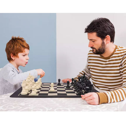 Tournament Chess Set 52x52cm Plastic Pieces with Iron Weighted Leather Board