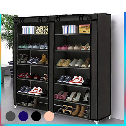 UP TO 36 Pairs Shoes Cabinet Storage Shoe Rack with Cover Portable Wardrobe Black