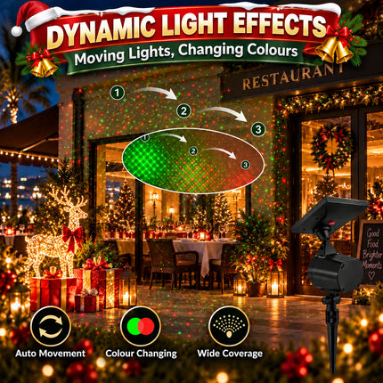 6 in 1 Solar Christmas Laser Projector Lights Outdoor Garden Yard Xmas Party Decor IP65
