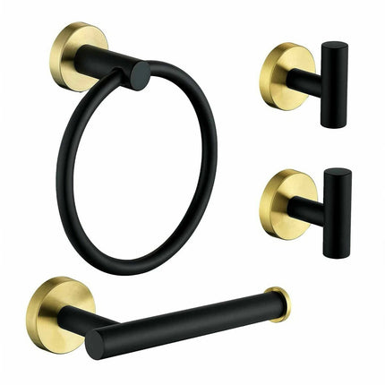 4Pcs Bathroom Hardware Set Towel Ring Hooks Paper Holder 304 Stainless Steel