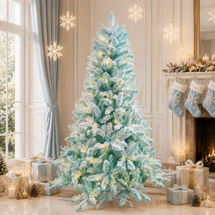 180cm Ice Blue Artificial Christmas Tree 240 LEDs Lighted Spruce Indoor Modern Decor PET