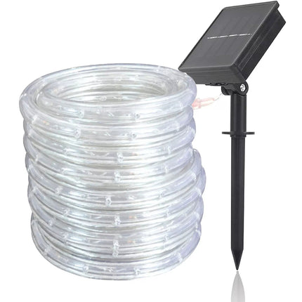 Solar 10M  Multicolored LED Rope Light PVC Hard Tube Party Christmas Lights Xmas 8Mode