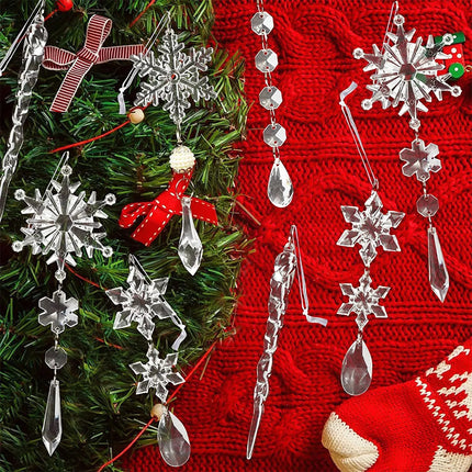 Snowflake Icicle Ornament Christmas Xmas Tree Decoration Hanging Pendant Decor