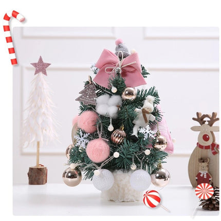 Artificial Christmas Decoration Tree LED Light Table Desk Ornaments Gift Party  30CM Luxury Pink