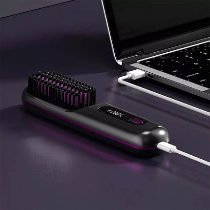 20s Fast Heating Cordless Hair Straightener Brush Hot Comb for Salon at Home