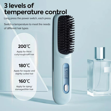 20s Fast Heating Cordless Hair Straightener Brush Hot Comb for Salon at Home