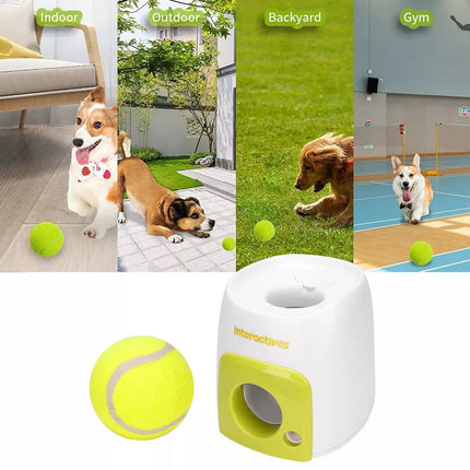 Pet Tennis Ball Machine Launcher Interactive Dog Toys Fetch Thrower Roll Out OZ