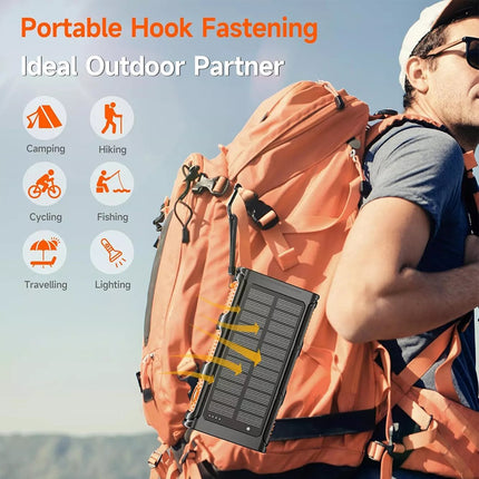 Portable Solar Power Phone Bank Charger Type-C/Micro USB Cable