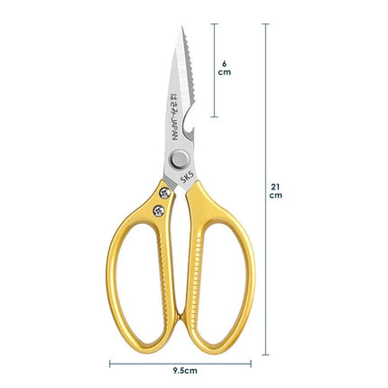 2Pcs Kitchen Scissors Fish Meat Chicken Bone Sharp Shears Beer Cap Opener Golden