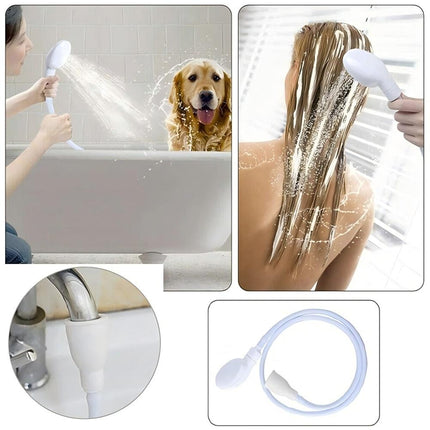 3m Push-On Spray Shower Head Bath Sink Tap Attachment Hose Soft Tube Pet Kids
