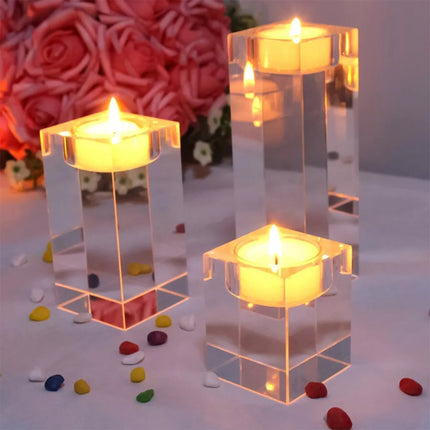 Modern Crystal Glass Cube Candle Holder Tealight Romantic Wedding Christmas Déco