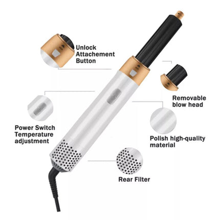5 In 1 Electric Hair Dryer Hair Styler Straighteners Blow Brush Comb Curl Dryer