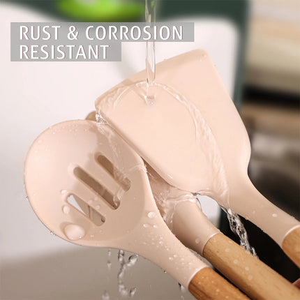 32PCS Silicone Utensils Set BPA Free Heat Resist Kitchen Baking Cookware Wooden
