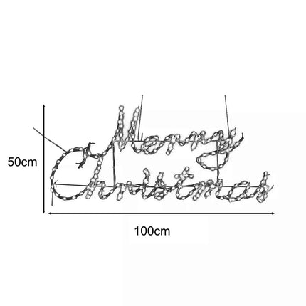 Christmas LED Lights MERRY CHRISTMAS SIGN 100cm * 50cm Decoration Motif Light