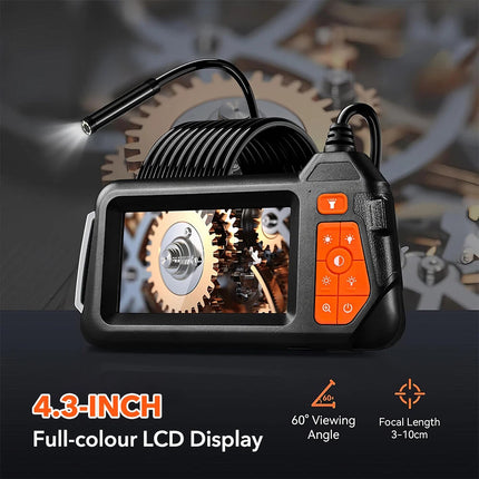 1080P Industrial Endoscope Camera Borescope Inspection Camera w/ 4.3" IPS Screen 2m/5.5mm