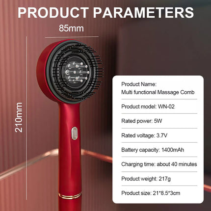 Electric Scalp Massage Comb Hair Growth, Red Light Therapy Brush Head Massager