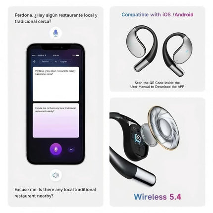 Smart Translation Earbuds 144 Languages AI Instant Translate Bluetooth Headphone