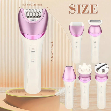 6 in 1 Epilator Women Instant Pain Free Electric Hair Removal Remover Body Face