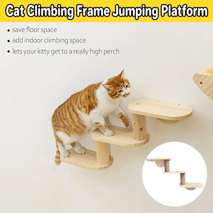 Wooden Wall Mounted Cat Shelf Capsule Bed Climbing Tree Platform Furniture Rack