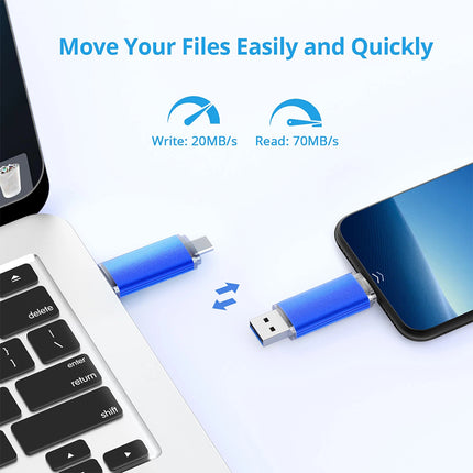 Type C Dual 2 in 1 USB Flash Drive Memory Stick 64 GB 2.0 Thumb Drive