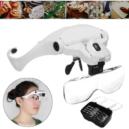 5 Lens LED Headset Glass Eyelash Extension Magnifying & Jeweler Magnifier