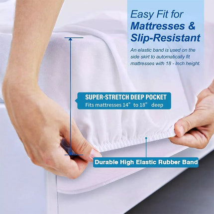Cotton Fleece Fully Fitted Mattress Protector 100%Waterproof Double Size Bed Soft