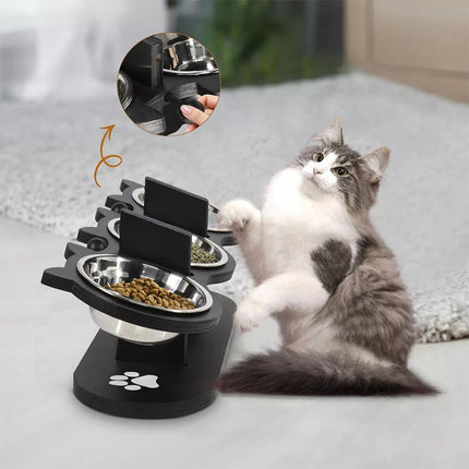 Adjustable Pet Feeder Stand 3PCS Elevated Dog Cat Food Bowl Rack Feeding Station