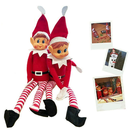 2pk Christmas Naughty Elves Set Original Elf Boy Girl Soft Doll Xmas Decoration