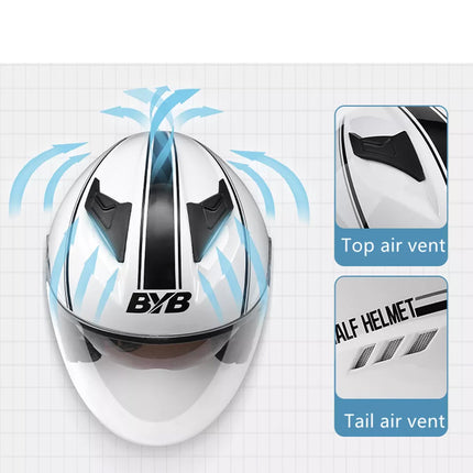 Open Face Motorcycle Helmet Scooter Motorbike Helmet Matt Black Dual Sun Visor