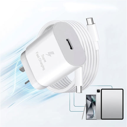 White PD 25W Fast Charger Power Adapter Samsung Type C Wall USB-C Cable Google Oppo