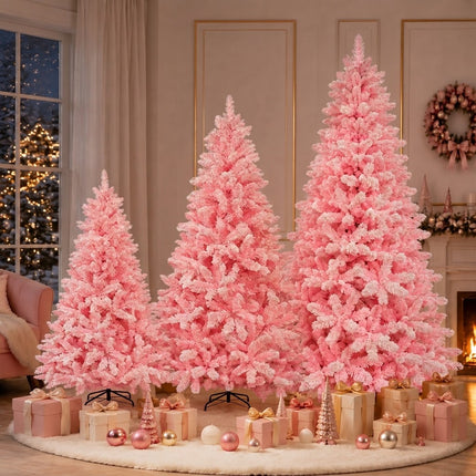 150cm Pink Christmas Tree Snow Flocked Warm White LED Light Xmas Decor