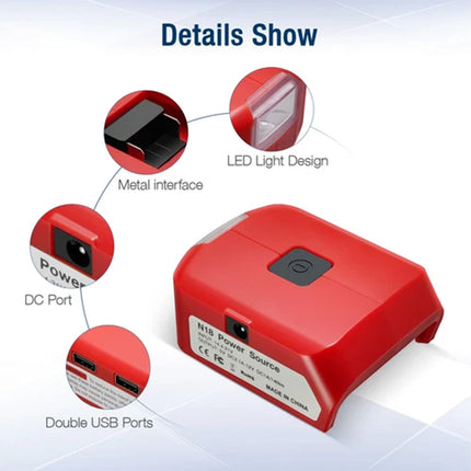 Dual USB Port Phone Charger Adapter Li-ion Battery For Milwaukee 18V/20V Battery