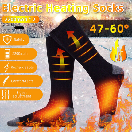 Winter Electric Heated Socks Boot Feet Warmer USB Rechargable Battery Warm Sock Grey