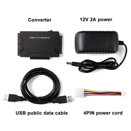 USB 3.0 to 3.5" 2.5''SATA IDE Hard Drive External Adapter Cable Kit Converter