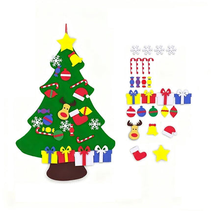 26Pcs Without Light Felt Christmas Tree Set DIY with Removable Ornaments Xmas Hand Craft Decorations