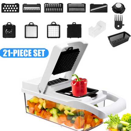 21PCS Vegetable Chopper Salad Fruit Mandolin Slicer Food Dicer Cutter Peeler